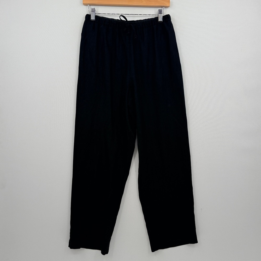 Coldwater Creek Linen Blend Pants Women Petite Small Black Casual Coastal Travel